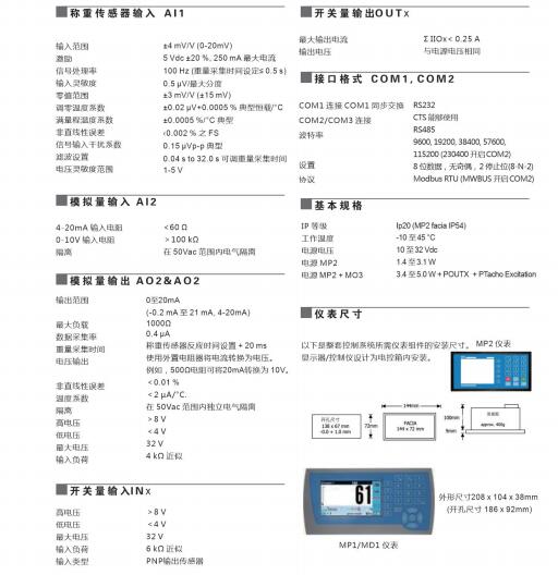变重称仪表技术参数